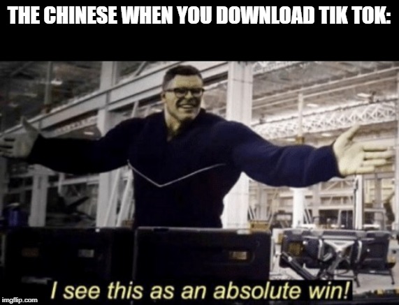 I See This as an Absolute Win! | THE CHINESE WHEN YOU DOWNLOAD TIK TOK: | image tagged in i see this as an absolute win | made w/ Imgflip meme maker