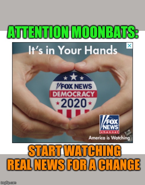 Dems- make this your new years resolution | ATTENTION MOONBATS:; START WATCHING REAL NEWS FOR A CHANGE | image tagged in fox news | made w/ Imgflip meme maker