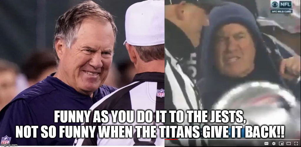 Cheaters hate being cheated! | FUNNY AS YOU DO IT TO THE JESTS, NOT SO FUNNY WHEN THE TITANS GIVE IT BACK!! | image tagged in new england patriots,tennessee titans,fox sports,facebook | made w/ Imgflip meme maker