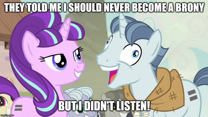 But I didn't listen - Party Favor - My Little Pony | THEY TOLD ME I SHOULD NEVER BECOME A BRONY; BUT I DIDN'T LISTEN! | image tagged in but i didn't listen - party favor - my little pony | made w/ Imgflip meme maker