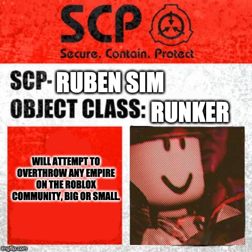 Scp Label Template Keter Imgflip - runker roblox