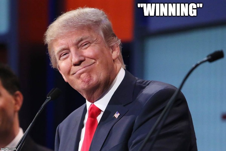 Trump Smirk | "WINNING" | image tagged in trump smirk | made w/ Imgflip meme maker