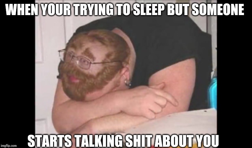 WHEN YOUR TRYING TO SLEEP BUT SOMEONE; STARTS TALKING SHIT ABOUT YOU | image tagged in memes | made w/ Imgflip meme maker