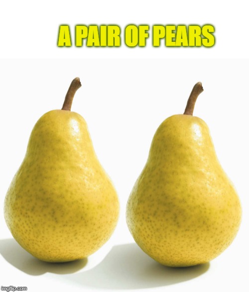 A pair of pears | A PAIR OF PEARS | image tagged in pears,kewlew | made w/ Imgflip meme maker