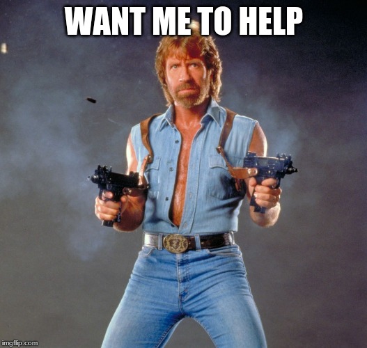 Chuck Norris Guns Meme | WANT ME TO HELP | image tagged in memes,chuck norris guns,chuck norris | made w/ Imgflip meme maker