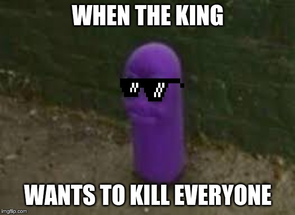 Beanos | WHEN THE KING; WANTS TO KILL EVERYONE | image tagged in beanos | made w/ Imgflip meme maker