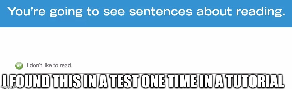 something in a test | I FOUND THIS IN A TEST ONE TIME IN A TUTORIAL | image tagged in school test | made w/ Imgflip meme maker