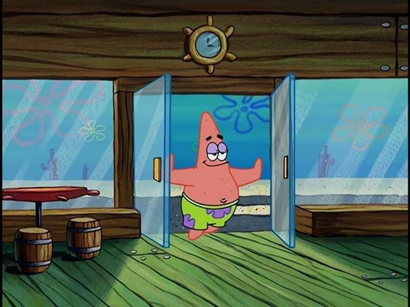 Patrick opening doors Blank Meme Template