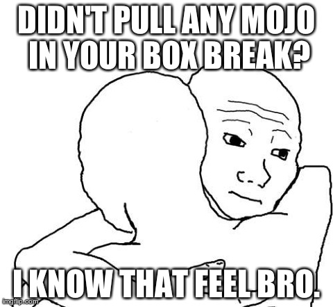 DIDN'T PULL ANY MOJO IN YOUR BOX BREAK? I KNOW THAT FEEL BRO. | made w/ Imgflip meme maker