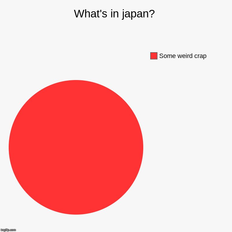 What's in japan? | Some weird crap | image tagged in charts,pie charts | made w/ Imgflip chart maker