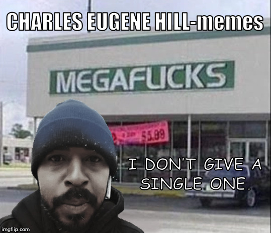 Charles Eugene Hill memes | image tagged in megaflicks,megafucks,charles eugene hill,i don't give a single one | made w/ Imgflip meme maker