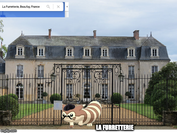 furrets trip to France | LA FURRETTERIE | image tagged in pokemon,funny memes | made w/ Imgflip meme maker