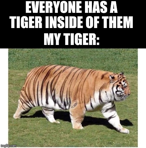 The fight inside everyone | EVERYONE HAS A TIGER INSIDE OF THEM; MY TIGER: | made w/ Imgflip meme maker