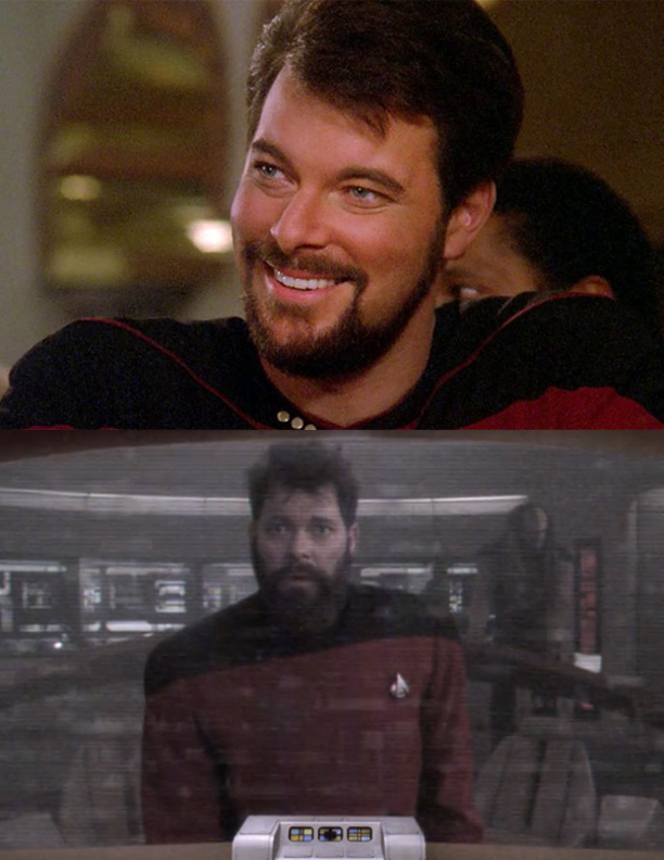 Riker Happy to Sad Blank Meme Template