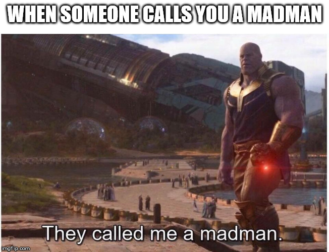 They Called Me a Madman. |  WHEN SOMEONE CALLS YOU A MADMAN | image tagged in they called me a madman | made w/ Imgflip meme maker