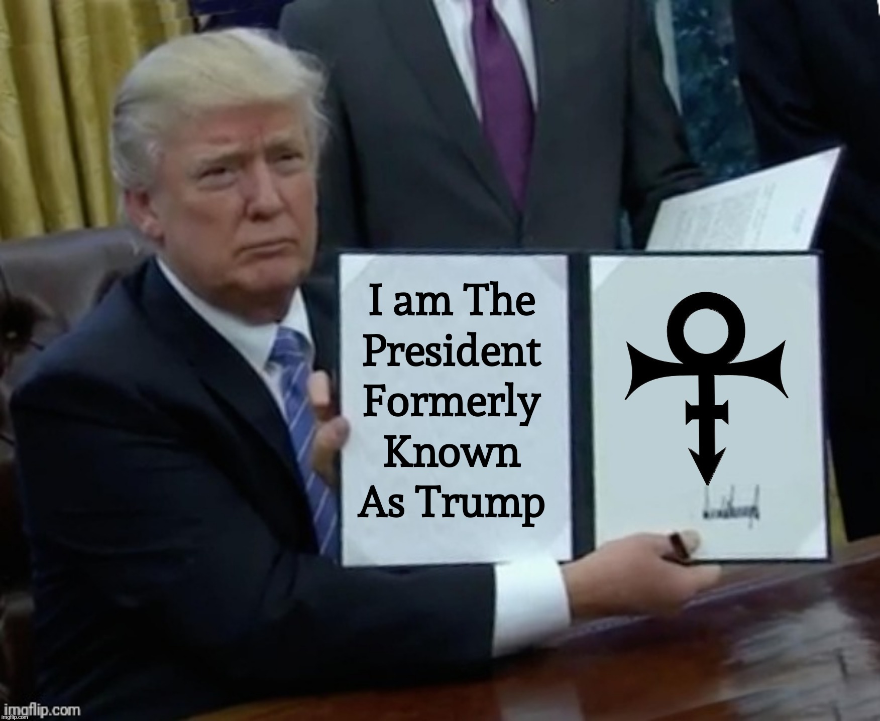 The rebrand | T | image tagged in donald trump,rebrand,president formerly known as trump | made w/ Imgflip meme maker