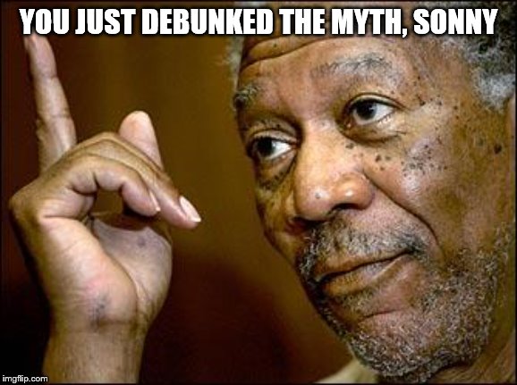 This Morgan Freeman | YOU JUST DEBUNKED THE MYTH, SONNY | image tagged in this morgan freeman | made w/ Imgflip meme maker