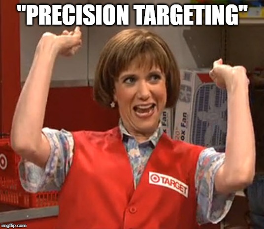 Target Lady SNL Wiig | "PRECISION TARGETING" | image tagged in target lady snl wiig | made w/ Imgflip meme maker