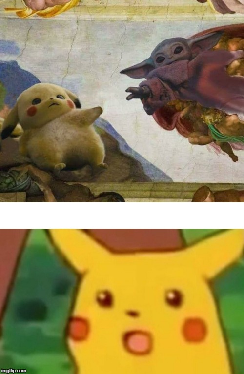 image tagged in memes,surprised pikachu,pikachu,baby yoda | made w/ Imgflip meme maker