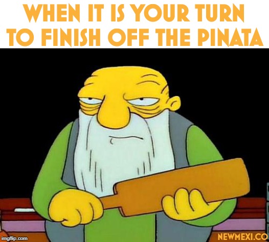 That's a paddlin' Meme | WHEN IT IS YOUR TURN TO FINISH OFF THE PINATA; NEWMEXI.CO | image tagged in memes,that's a paddlin' | made w/ Imgflip meme maker