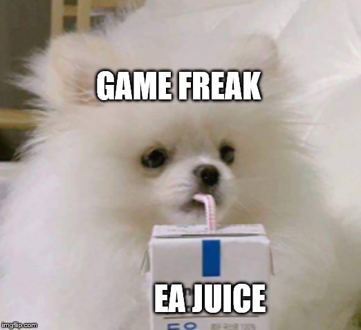 pokemon dlc | GAME FREAK; EA JUICE | image tagged in memes | made w/ Imgflip meme maker
