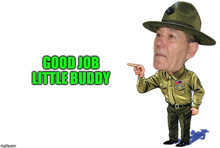 Sargent kewlew | GOOD JOB LITTLE BUDDY | image tagged in sargent kewlew | made w/ Imgflip meme maker