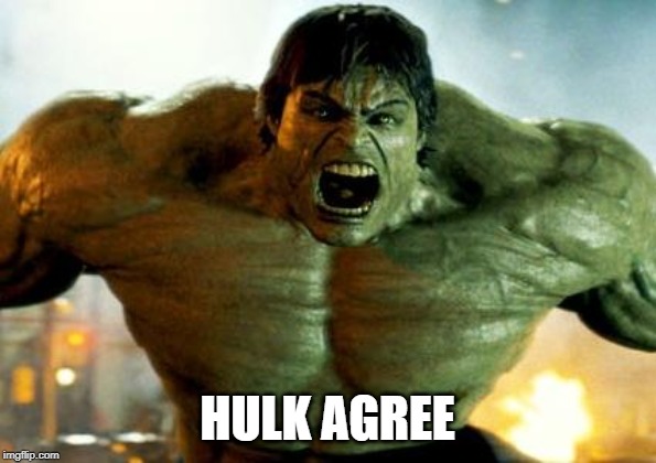 hulk | HULK AGREE | image tagged in hulk | made w/ Imgflip meme maker