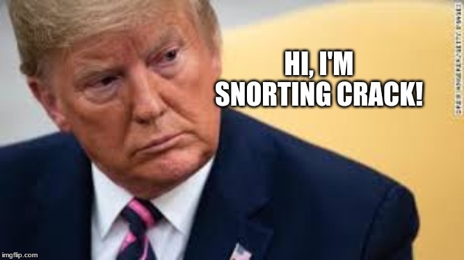 trump on tv | HI, I'M SNORTING CRACK! | image tagged in trump on tv | made w/ Imgflip meme maker