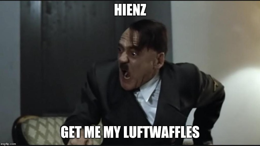 HIENZ; GET ME MY LUFTWAFFLES | image tagged in ww2,hitler | made w/ Imgflip meme maker