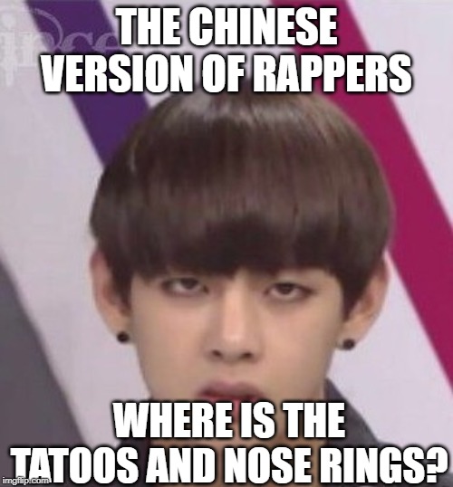 BTS V | THE CHINESE VERSION OF RAPPERS; WHERE IS THE TATOOS AND NOSE RINGS? | image tagged in bts v | made w/ Imgflip meme maker