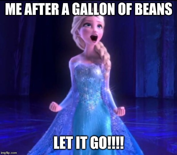 Let it go | ME AFTER A GALLON OF BEANS; LET IT GO!!!! | image tagged in let it go | made w/ Imgflip meme maker