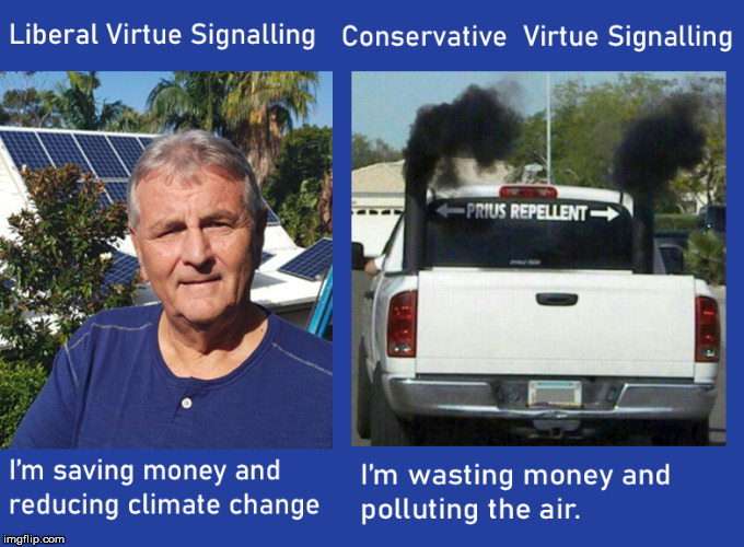 Virtues | image tagged in global warming,solar,virtue signalling,climate change | made w/ Imgflip meme maker