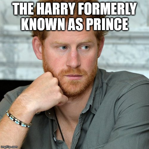 Prince Harry | THE HARRY FORMERLY KNOWN AS PRINCE | image tagged in prince harry | made w/ Imgflip meme maker