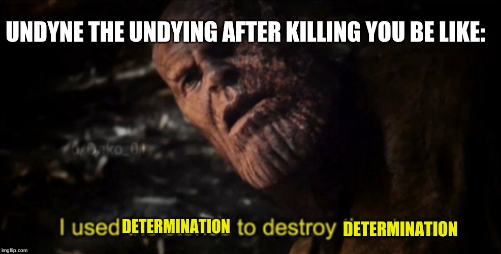 Undyne the undying be like | UNDYNE THE UNDYING AFTER KILLING YOU BE LIKE:; DETERMINATION; DETERMINATION | image tagged in i used the stones to destroy the stones,undertale,undyne | made w/ Imgflip meme maker