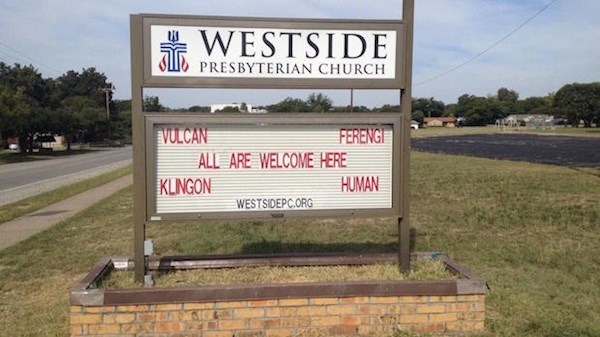 High Quality Star Trek-friendly church sign Blank Meme Template