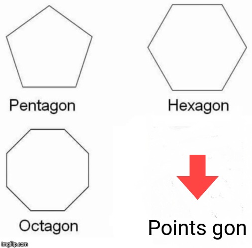 Pentagon Hexagon Octagon Meme | Points gon | image tagged in memes,pentagon hexagon octagon,downvote | made w/ Imgflip meme maker