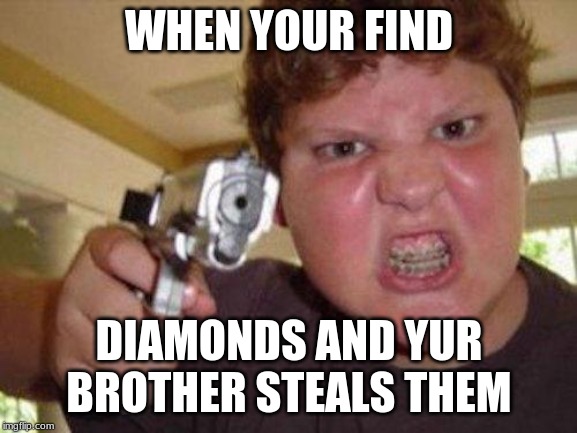 minecrafter | WHEN YOUR FIND; DIAMONDS AND YUR BROTHER STEALS THEM | image tagged in minecrafter | made w/ Imgflip meme maker