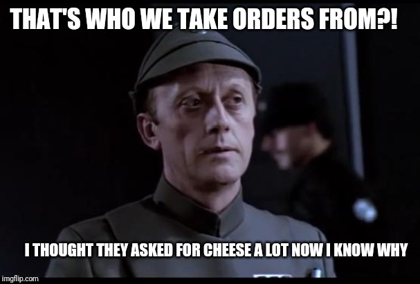 Older but it checks out | I THOUGHT THEY ASKED FOR CHEESE A LOT NOW I KNOW WHY THAT'S WHO WE TAKE ORDERS FROM?! | image tagged in older but it checks out | made w/ Imgflip meme maker
