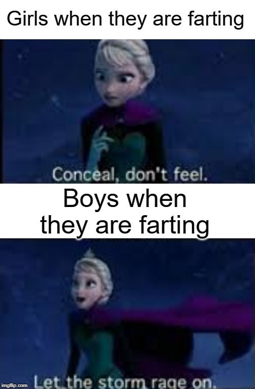 LET THE STORM RAGE ON | Girls when they are farting; Boys when they are farting | image tagged in blank white template,funny,memes,farting,girls,boys | made w/ Imgflip meme maker