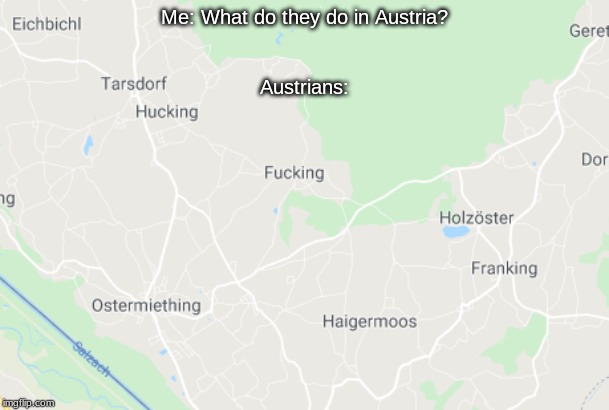 What Austrians do | Me: What do they do in Austria?
 
 
Austrians: | image tagged in swear word,offensive,google maps | made w/ Imgflip meme maker