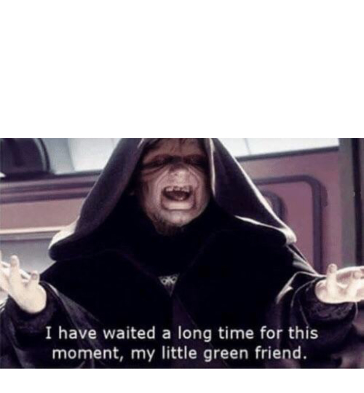 I have waited along time for this moment my little green friend Blank Meme Template