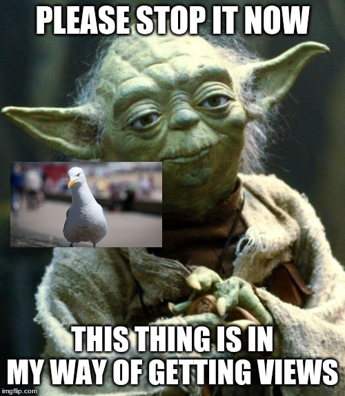 Star Wars Yoda | PLEASE STOP IT NOW; THIS THING IS IN MY WAY OF GETTING VIEWS | image tagged in memes,star wars yoda | made w/ Imgflip meme maker