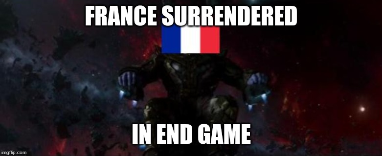 FRANCE SURRENDERED; IN END GAME | image tagged in end game,ww2,france | made w/ Imgflip meme maker