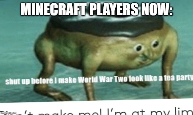 MINECRAFT PLAYERS NOW: | image tagged in shut up before i make wwii look like a tea party | made w/ Imgflip meme maker