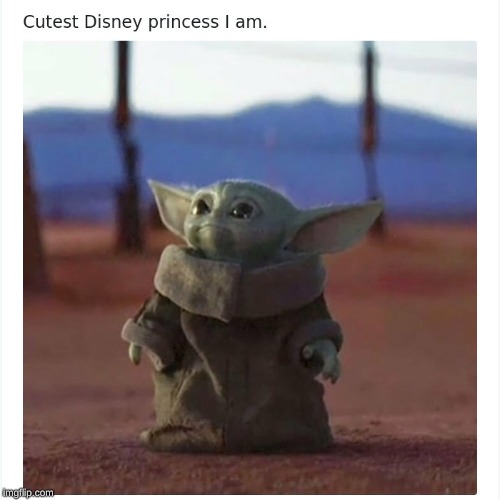 Cutest Disney princess I am. | image tagged in memes,baby yoda | made w/ Imgflip meme maker