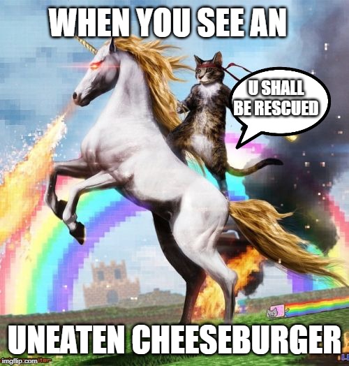 Welcome To The Internets | WHEN YOU SEE AN; U SHALL BE RESCUED; UNEATEN CHEESEBURGER | image tagged in memes,welcome to the internets | made w/ Imgflip meme maker