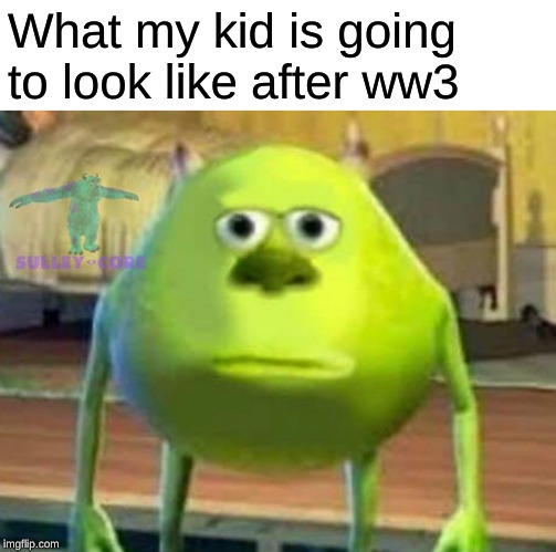 Monsters Inc |  What my kid is going to look like after ww3 | image tagged in monsters inc | made w/ Imgflip meme maker