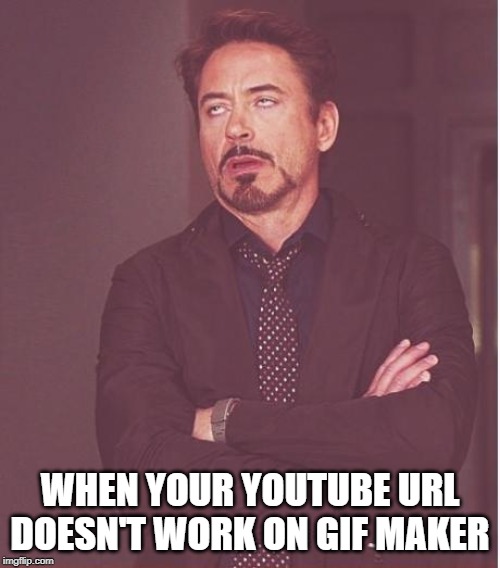 Damn annoying | WHEN YOUR YOUTUBE URL DOESN'T WORK ON GIF MAKER | image tagged in memes,face you make robert downey jr | made w/ Imgflip meme maker