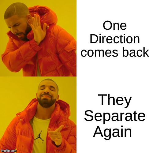 Drake Hotline Bling | One Direction comes back; They Separate Again | image tagged in memes,drake hotline bling | made w/ Imgflip meme maker