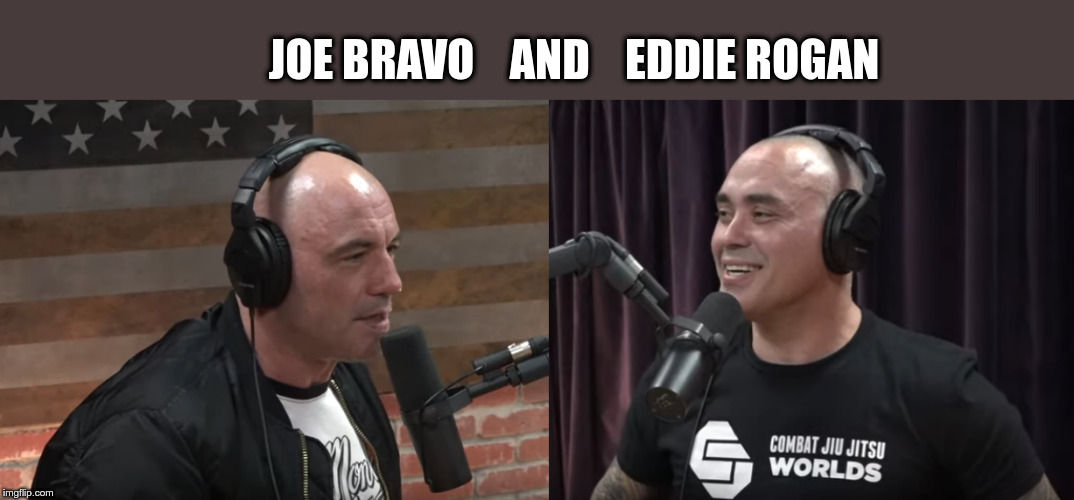 JRE Fight Companion | JOE BRAVO    AND    EDDIE ROGAN | image tagged in joe rogan,eddie bravo,jre podcast,funny meme | made w/ Imgflip meme maker